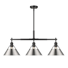Golden Canada 3306-LP BLK-PW - Yep by Golden Lighting Orwell 3-light Island Light in Matte Black and Pewter shade